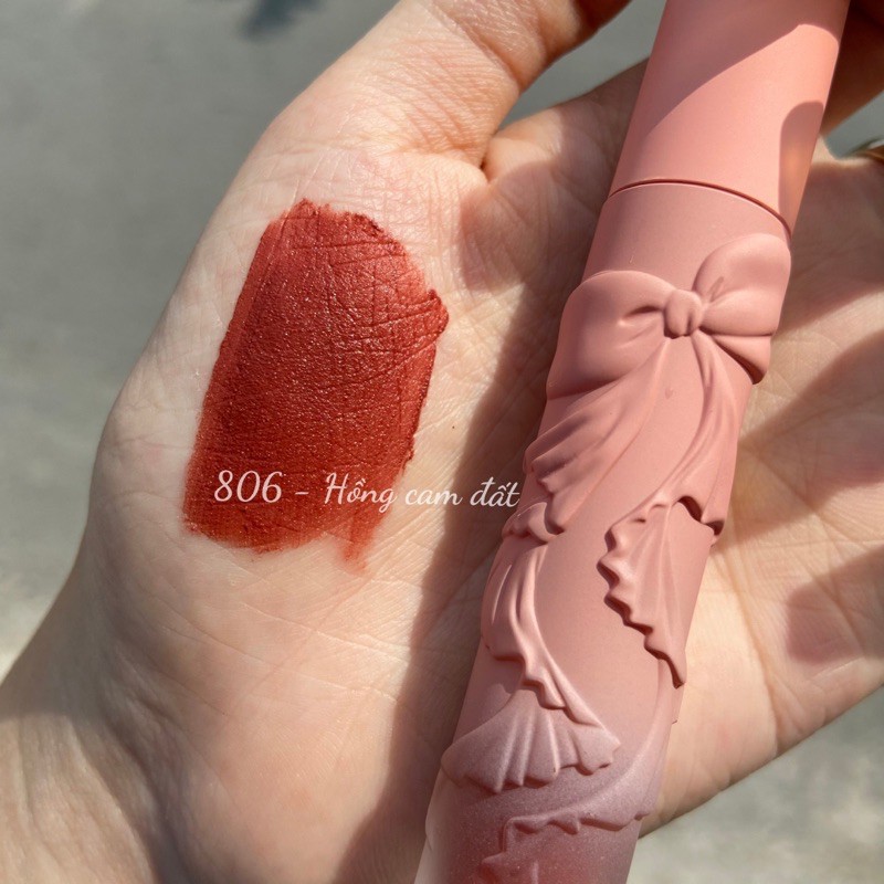 Son Kem Lì Mịn Môi GOGOTALES Pink Nơ Khắc Nổi Siêu Xinh GT218