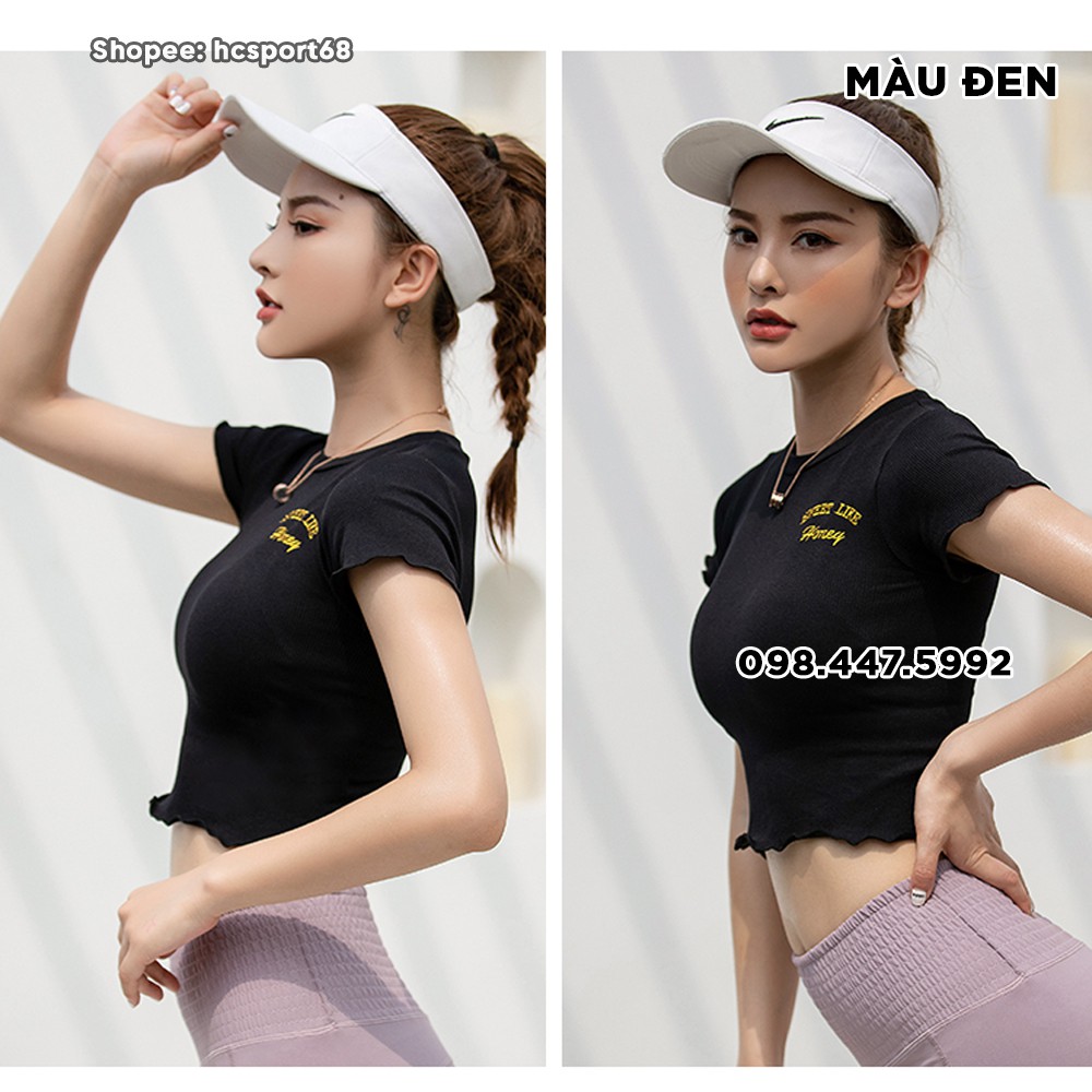 Áo Phông Croptop Ngắn Tay AC04 Tập Gym, Yoga Cao Cấp Sweet Like Honey Trẻ Trung, Thời Trang - HcSport68