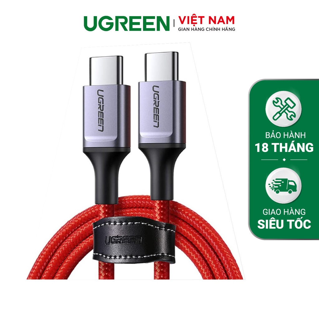 Cáp sạc và truyền dữ liệu 2 cổng USB type C PD 60W 3A bện nylon 1m US296 60186