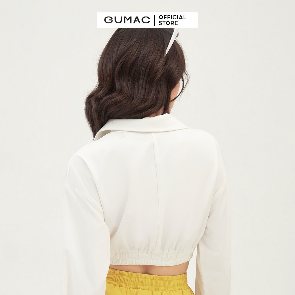 [Mã WABRGUM giảm 10% tối đa 30K đơn 99K] Áo croptop nữ phối túi GUMAC phong cách năng động màu trắng AB3125