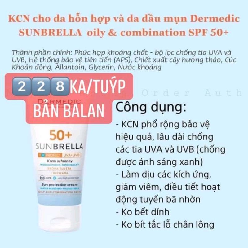 KEM CHỐNG NẮNG DERMADIC DA DẦU