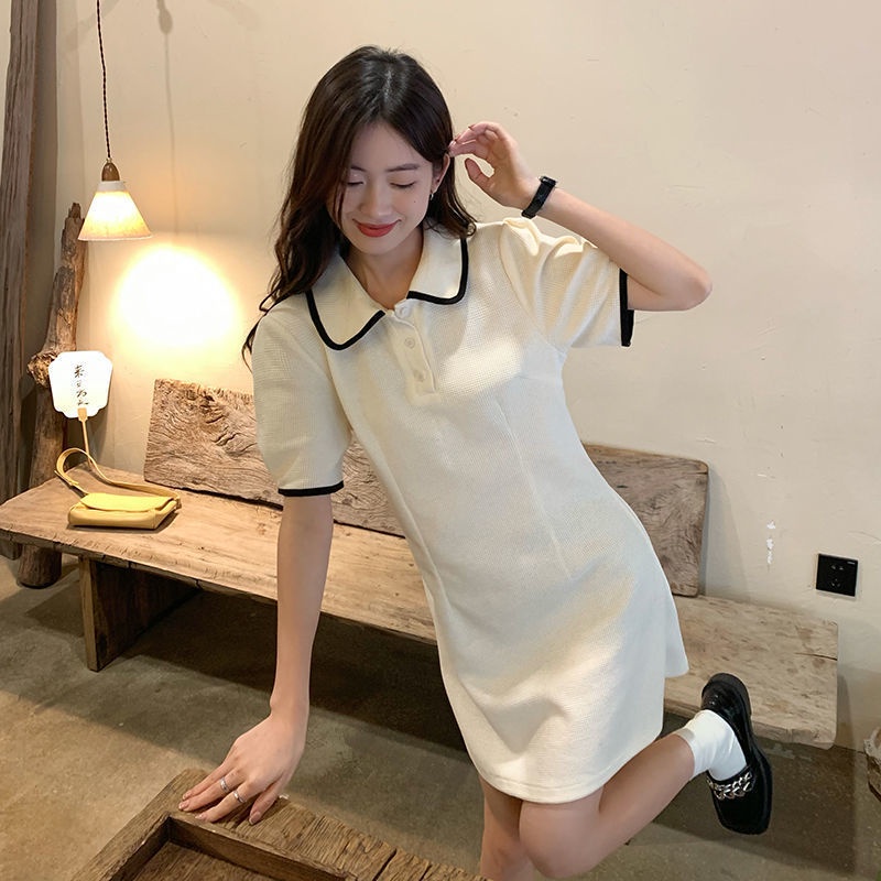 Đầm Tay Ngắn Cổ Polo Thiết Kế Mới Thời Trang Mùa Hè Dành Cho Nữ