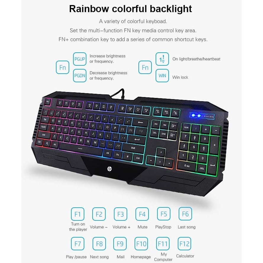 BỘ PHÍM CHUỘT HP GK 1100 ĐEN LED