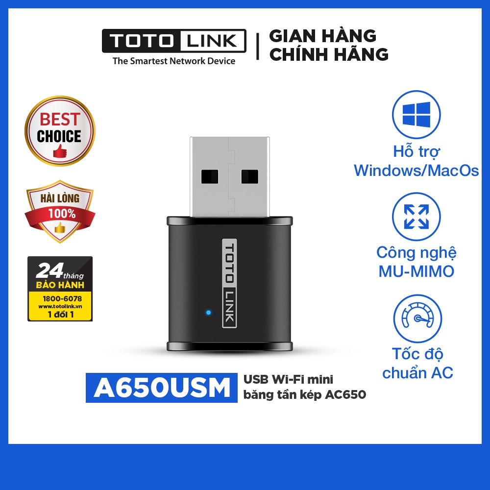 Usb wifi 5ghz và 2,5ghz băng tần kép AC650 TOTOLINK A650USM | WebRaoVat - webraovat.net.vn