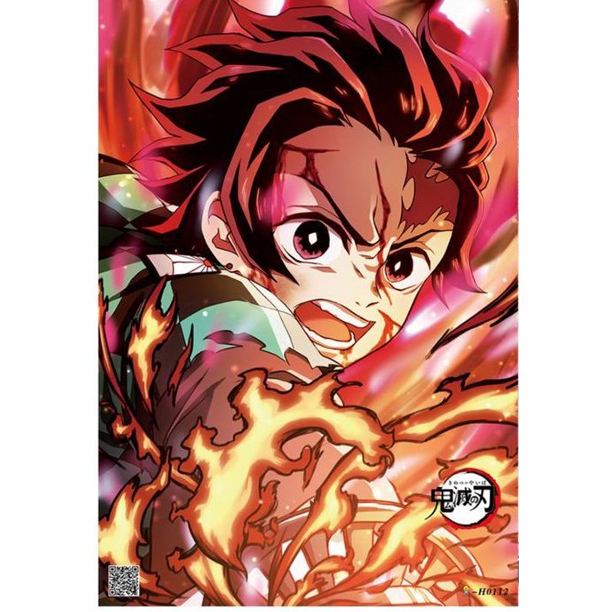 Set 8 tấm tranh poster to A3 Kimetsu no Yaiba anime áp phích siêu chất