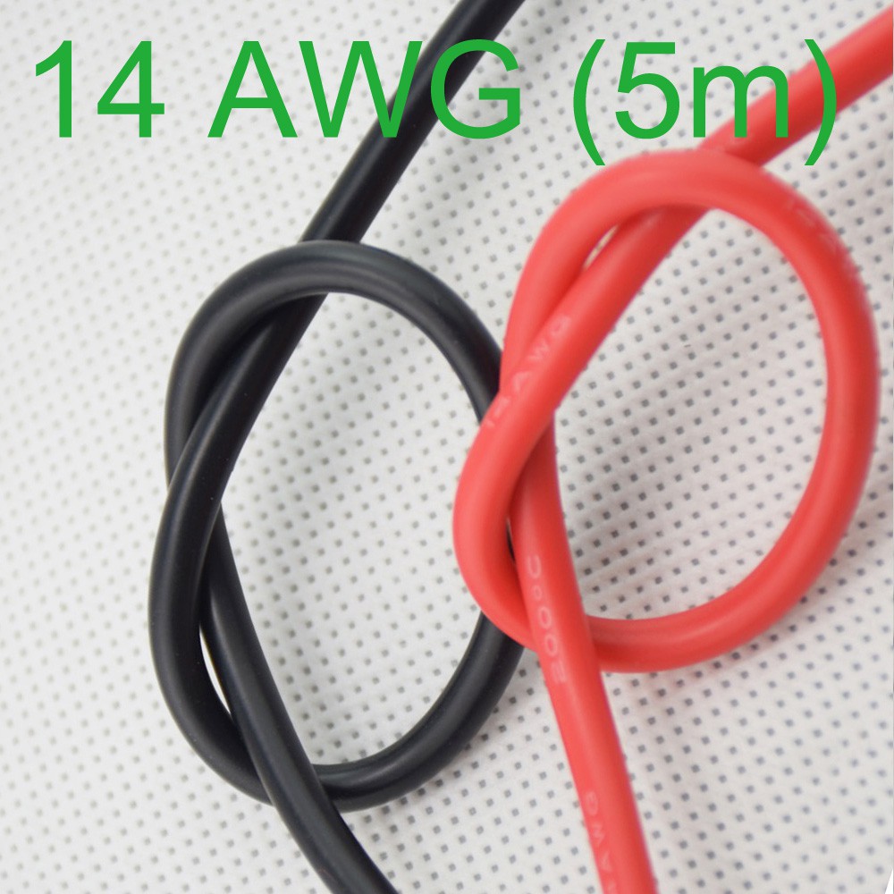Set 2 dây điện màu đen và đỏ 14 AWG đường kính 3.5mm bọc silicon chất lượng cao