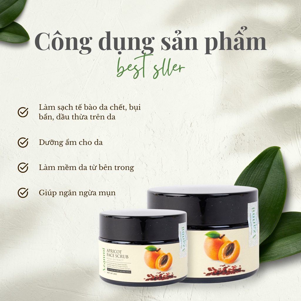 Tẩy tế bào mặt và cơ thể Mơ Hoa Hồng cho làn da mềm mại và rạng rỡ 100ml Cocoon APRICOT FACE ROSE Chính Hãng Azanmi