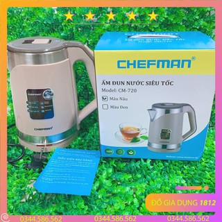 Ấm siêu tốc 2 lớp cách điện chefman cm-720 dung tích 2 lít- kèm phiếu bảo hành 12 tháng