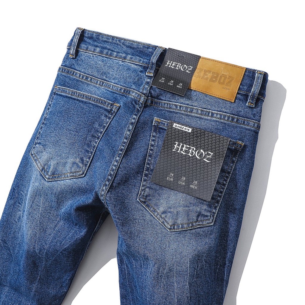 Quần Jean Nam Chất Bò HEBOZ Rách Gối Cá Tính, Form Chuẩn Slim Fit 019 - 00000748