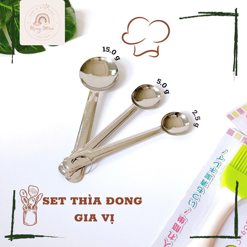 Set Thìa Đong Gia Vị, Chổi Silicone Dùng Nhà Bếp, Phết Bơ, Dầu, Quết Mặt Bánh