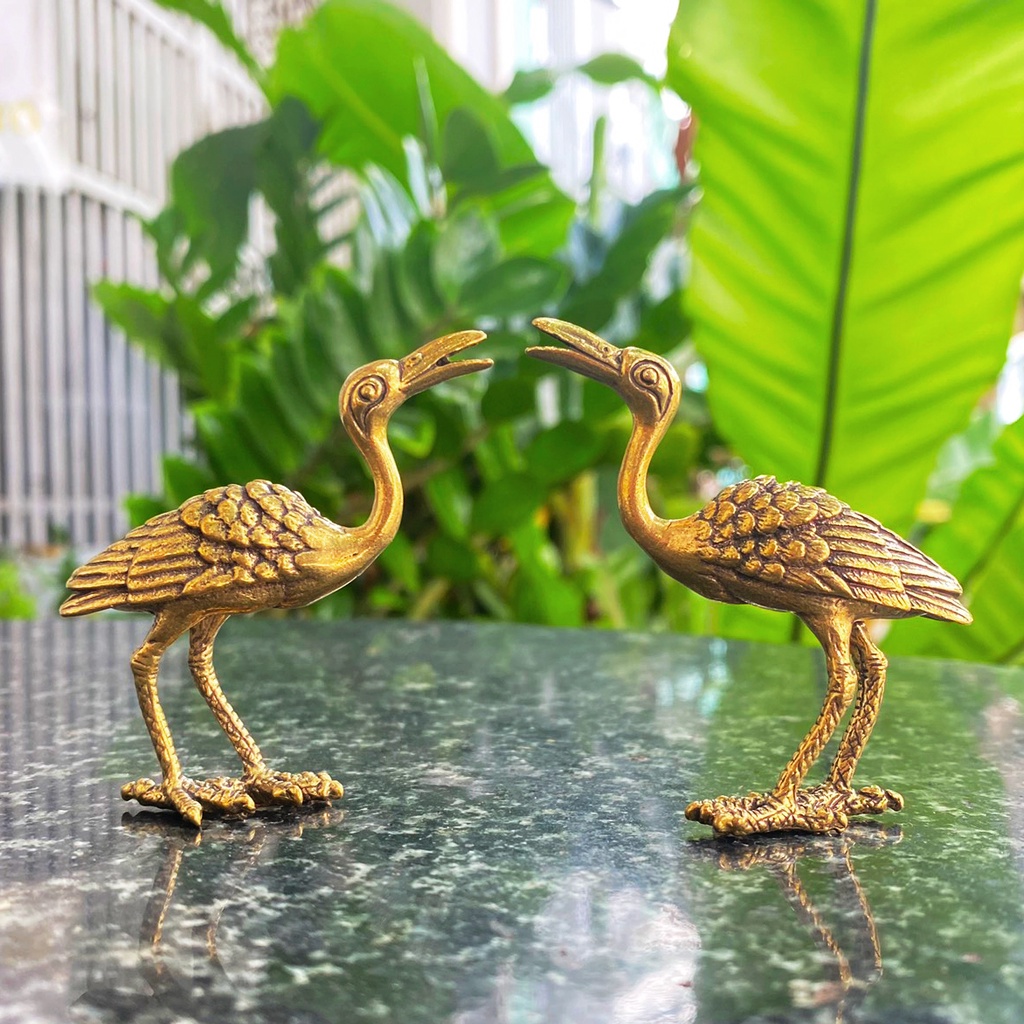 Tượng Đôi Hạc Thờ Bằng Đồng Trang Trí Bàn Thờ, Bàn Làm Việc - Vật Phẩm Phong Thủy