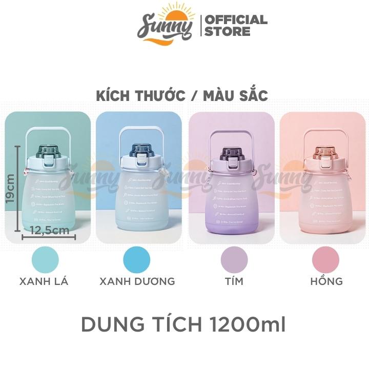 Bình nước 1,2 lít tặng Sticker có vạch báo dành cho người lười uống nước - Bình đựng nước chính hãng Sunny BN5