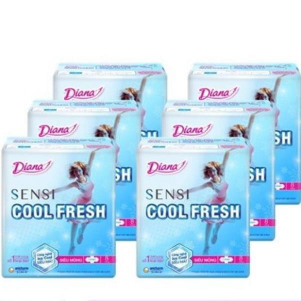 [Giảm giá] Bịch 6 gói băng vệ sinh Diana Sensi Cool Fresh