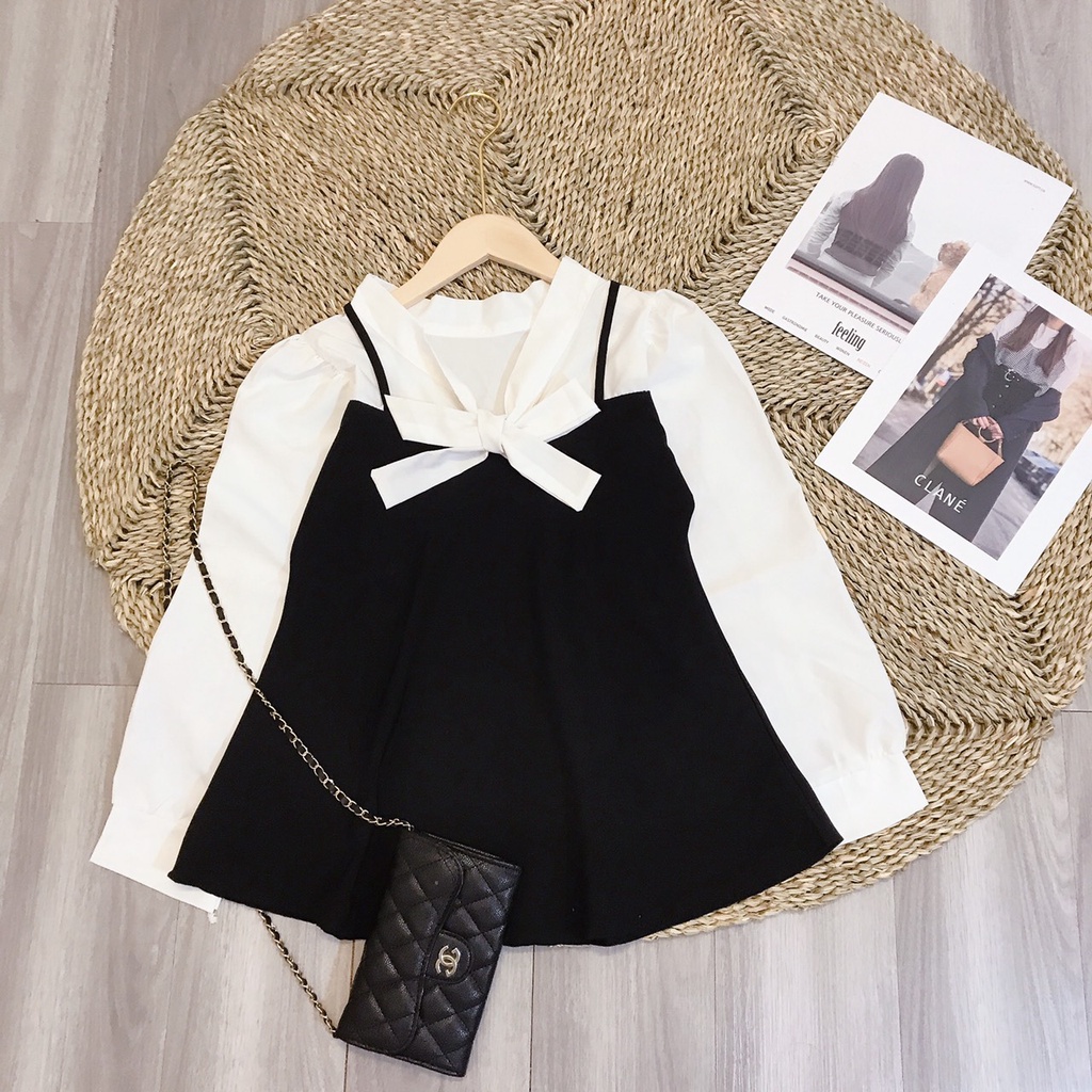 Áo sơ mi babydoll kiểu thắt nơ áo sơ mi nữ công sở HH061