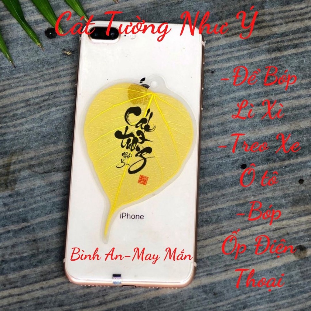 Lá Bồ Đề thư pháp - chữ Cát tường như ý (Cầu May mắn - Tài lộc - Bình an, Ốp điện thoại, Hàng loại 1)_Qùa tặng ý nghĩa