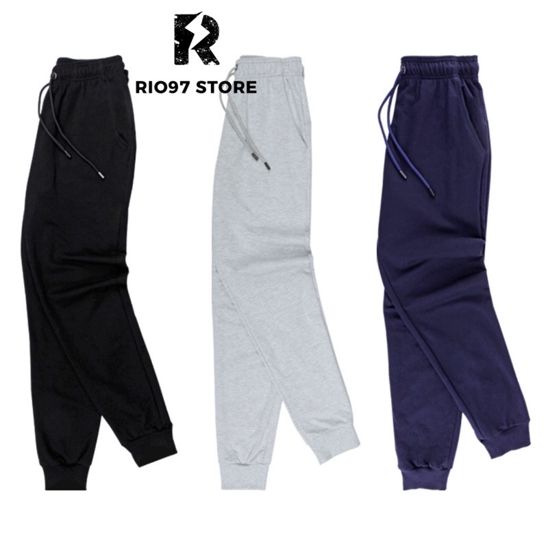 Quần Jogger Nam Nữ Trơn Basic Ống Rộng Thun Da Cá Phong Cách Thể Thao Đường Phố RIO97 STORE