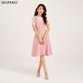 Đầm yếm nữ GUMAC phối sọc caro, trẻ trung đủ size đủ màu DB1102