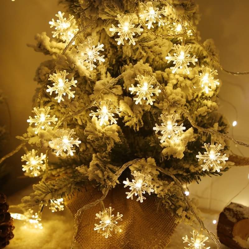 Đèn led bông tuyết trang trí noel - giáng sinh, decor quán cafe, phòng ngủ, vàng ấm - xài điện