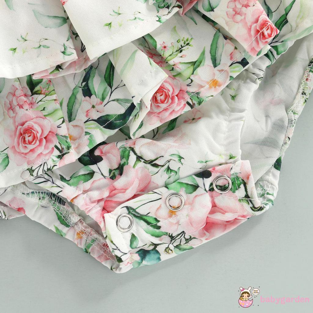 Bộ Áo Liền Quần Hai Dây Không Tay Cài Nút In Hoa Dành Cho Bé Gái 0-18 Tháng Tuổi