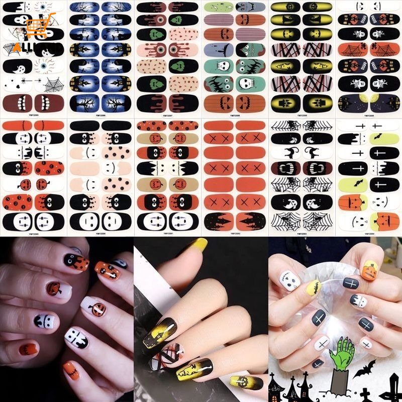 1 Tấm Miếng Dán Móng Tay In Họa Tiết Halloween Dành Cho Nữ