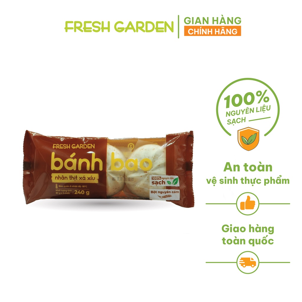 Bánh Bao Nhân Thịt Xá Xíu FRESH GARDEN Chuẩn Vị Thơm Béo Đầy Đủ Dưỡng Chất Không Chất Bảo Quản 240g