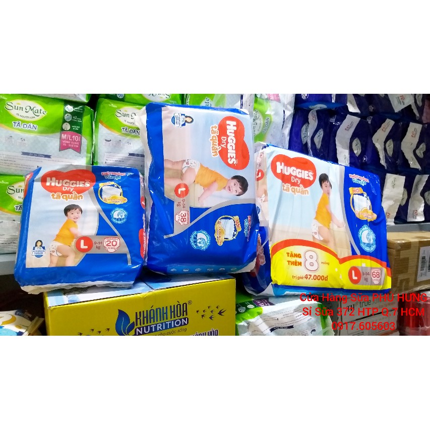 Tã Quần Huggies Size S(24 cái) M(22-42-74 cái) L(20-38-68 cái) XL(18-34-62 cái) XXL(16-30-56 cái)