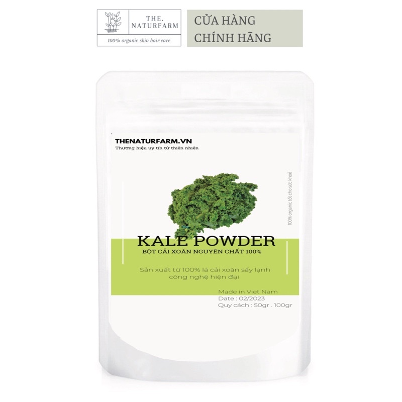 Bột cải xoăn Kale organic sấy lạnh Naturfarm 100gr - Giảm cân, trẻ hoá, detox đẹp da, bổ sung dưỡng chất