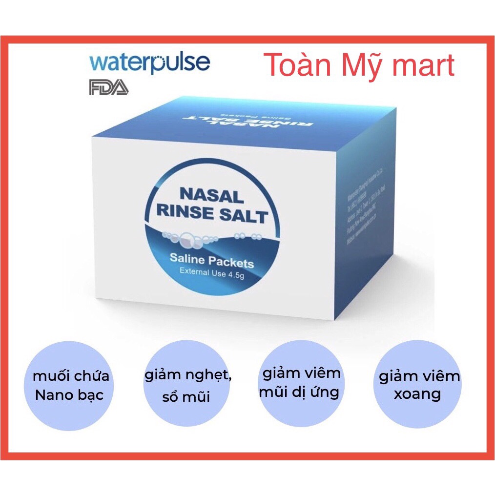 [Chính Hãng] Muối rửa mũi (1 gói), muối sinh lý Waterpulse Nasal Rinse Salt hỗ trợ làm sạch nghẹt mũi, viêm mũi dị ứng