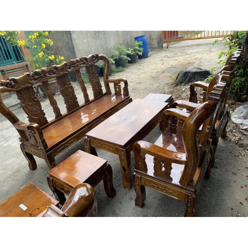 Bộ Salon gỗ 6 món gỗ Tràm Bông vàng
