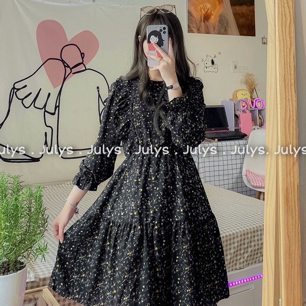Đầm, Váy Hoa Nhí Phối Bèo Ulzzang - Ảnh Thật - Titto Closet