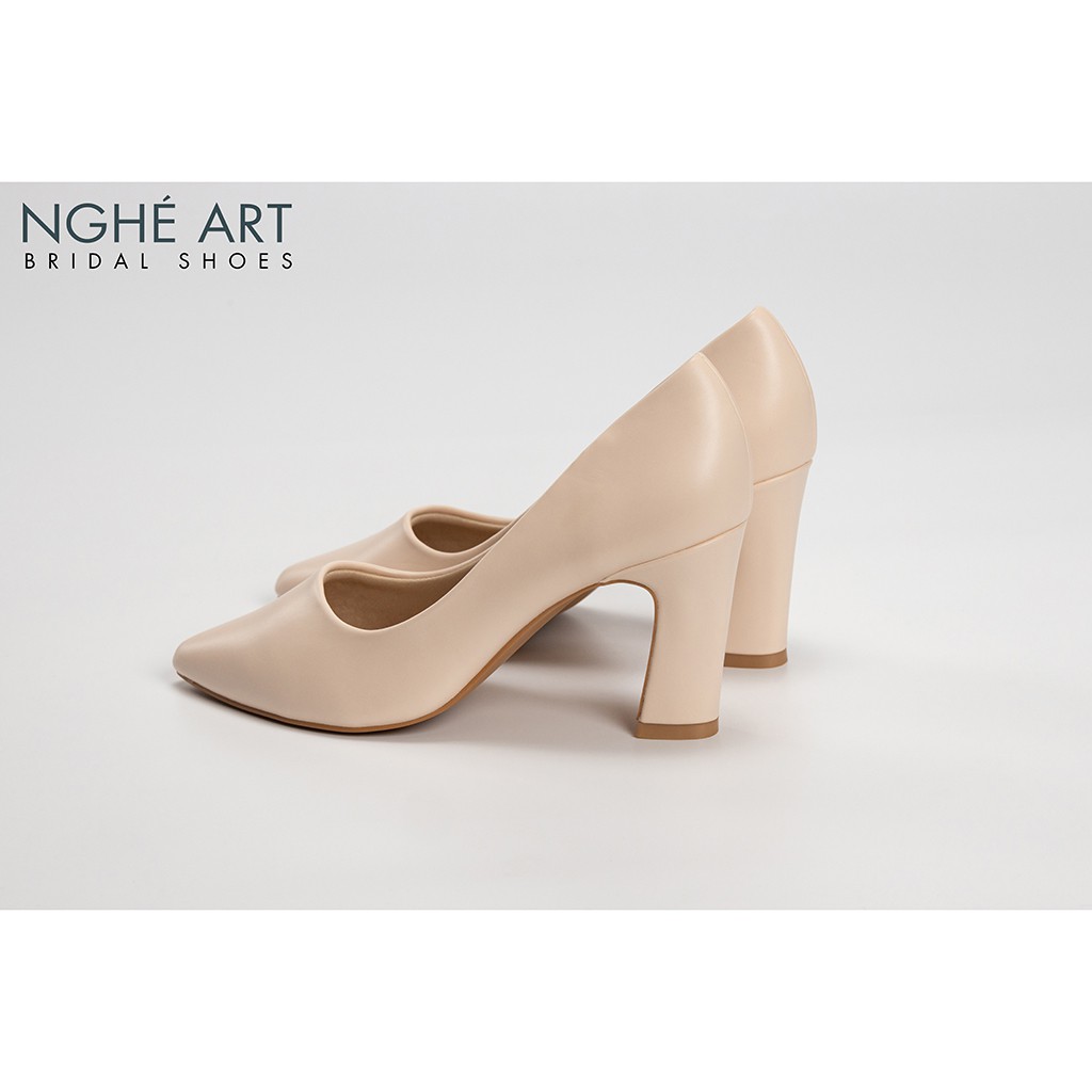Giày cưới Nghé Art basic bít mũi gót vuông 221
