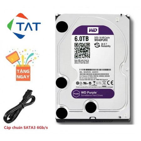 HDD WD Purple 6TB 3.5 inch Tím 64MB SATA3 6Gb/s Chính Hãng Bảo Hành 36 Tháng (Phiên bản mới)