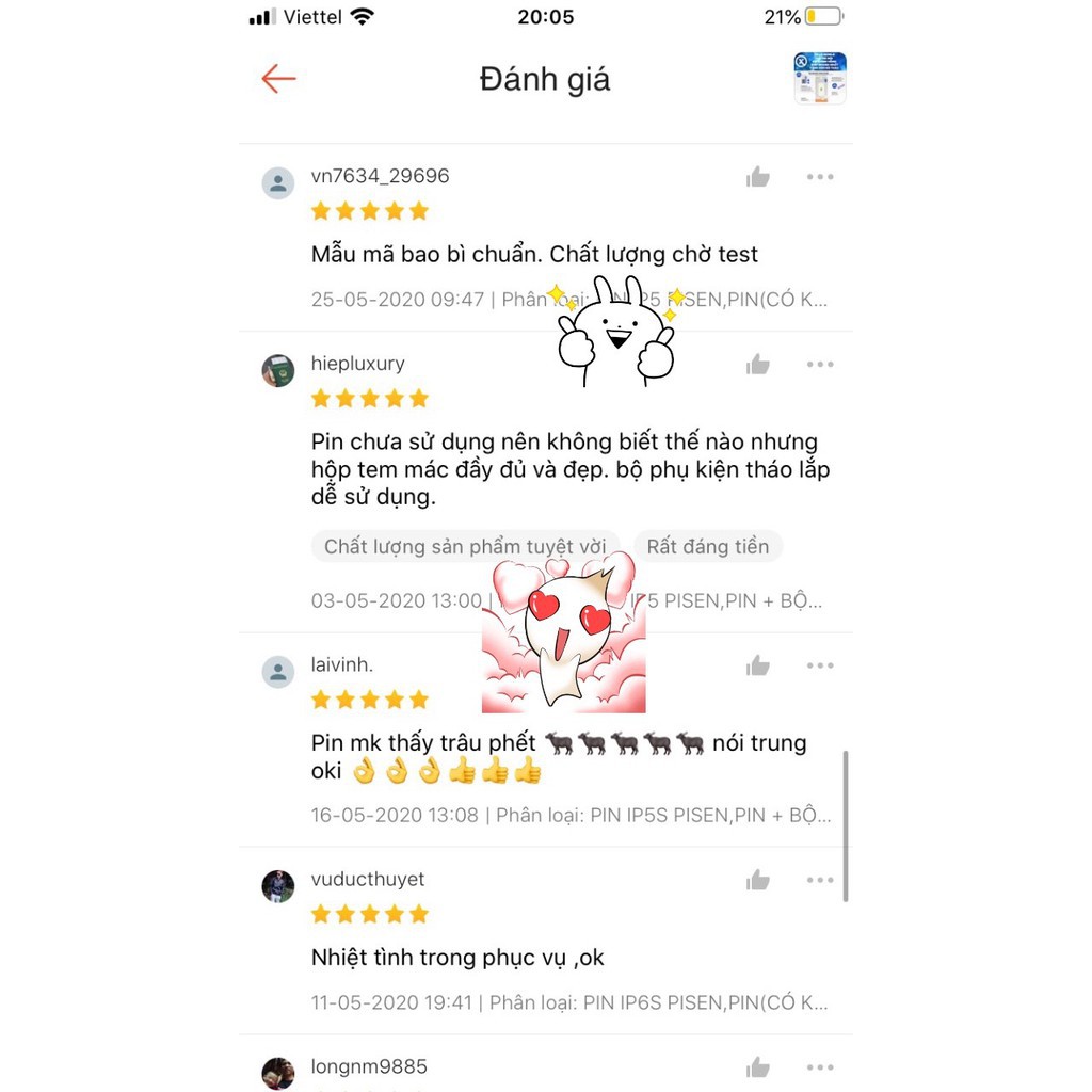 Pin pisen iphone 6s / 8 chính hãng