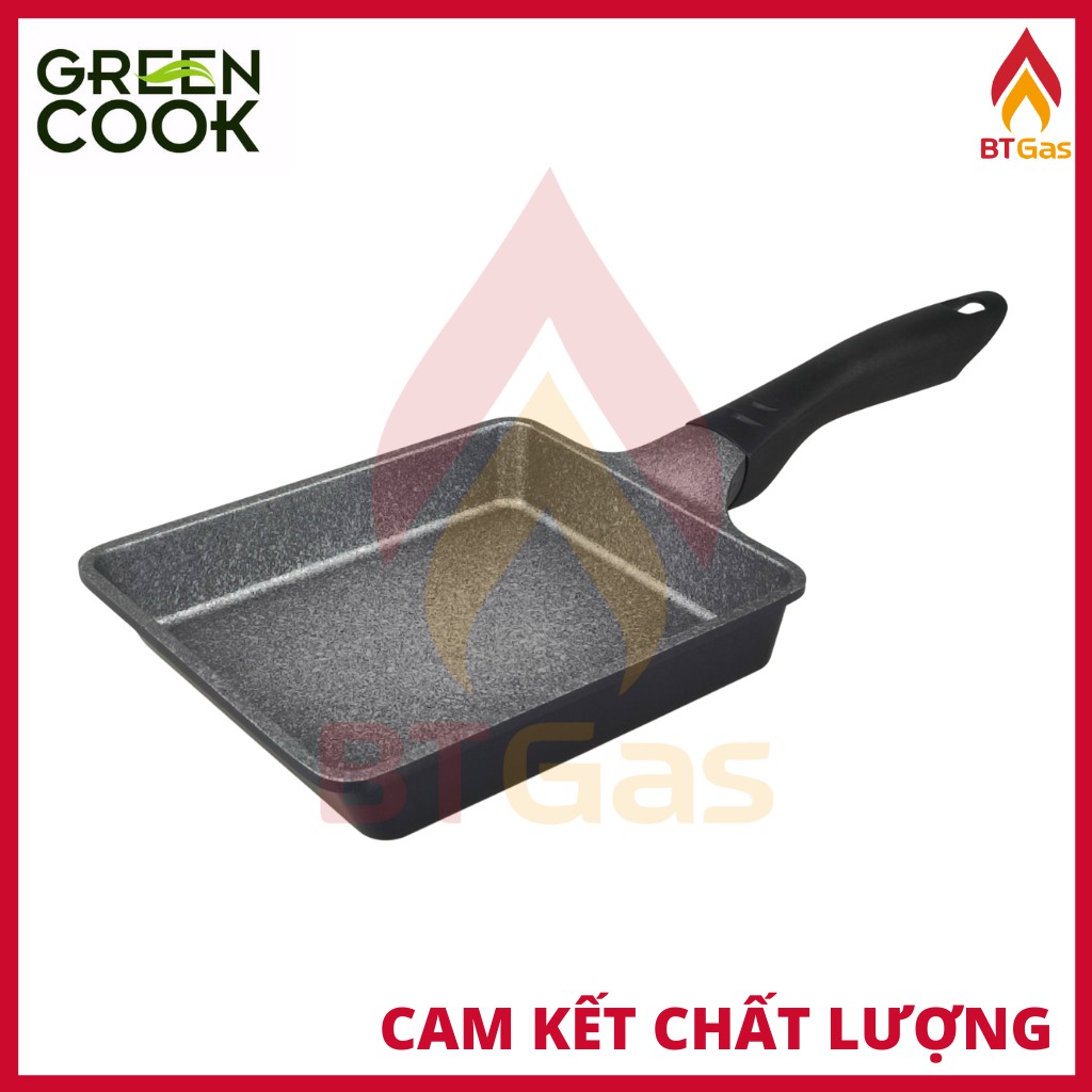 Chảo từ hình chữ nhật mini phong cách Nhật Bản / Chảo chiên trứng cuộn tiện dụng chống dính Green Cook