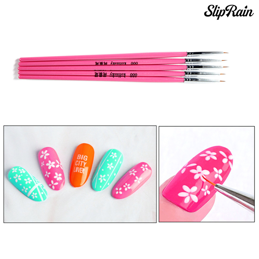 Sliprain ♥Nail Painting Pen Smooth Surface Flat Head Acrylic Pink Liner Brush