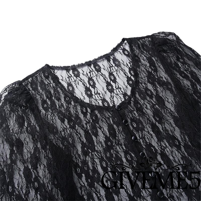 Áo croptop tay dài cổ chữ v phối ren thời trang dành cho nữ