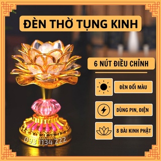 Đèn thờ hoa sen tụng kinh niệm phật