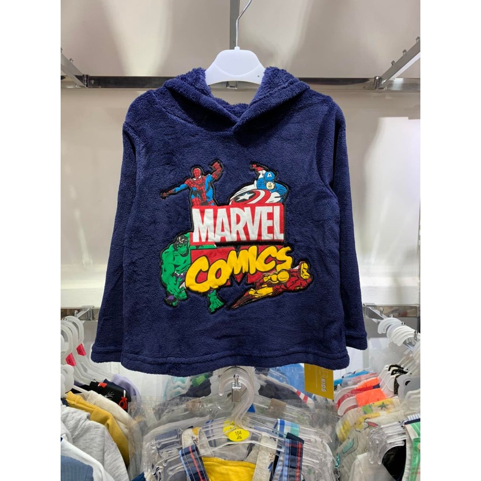 Thời Trang Siêu Anh Hùng Cho Bé Trai - Áo Hoodie Lông Marvel