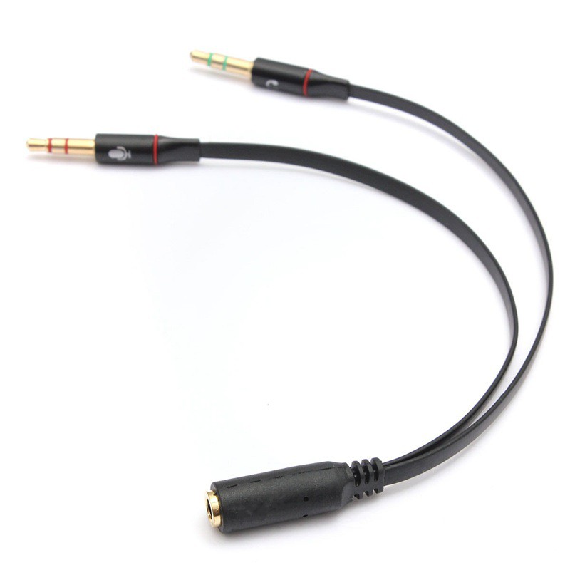 Jack chia tai nghe 1 chân 3.5mm thành 2 chân 3.5mm audio và mic