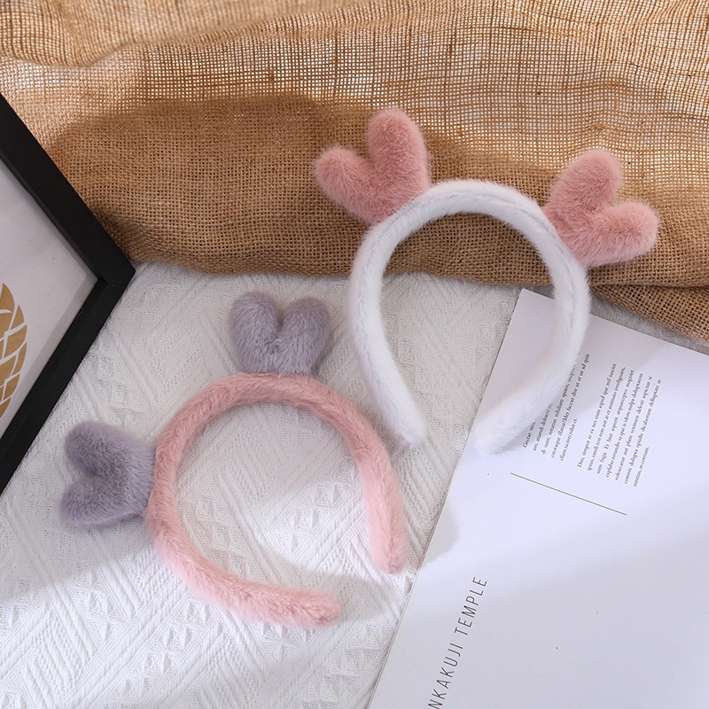 Băng Đô Cài Tóc Rửa Mặt Dạng Bấm Đính Sừng Tuần Lộc Dễ Thương Phong Cách Hàn Quốc Dành Cho Bạn Nữ Rửa Mặt