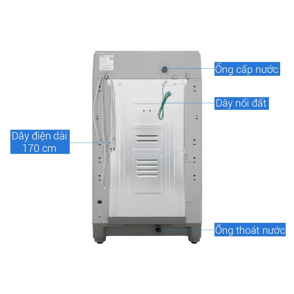 Máy giặt Aqua 9 Kg AQW-S90CT(H2) Khóa trẻ em,Tự khởi động lại khi có điện, Vệ sinh lồng giặt.Giao miễn phí HCM