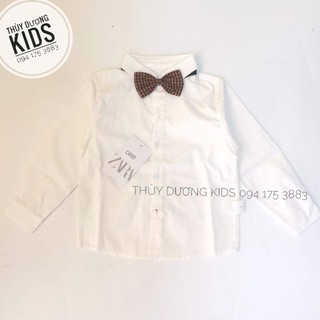 Áo sơ mi trắng Zara xuất kèm nơ cổ cho bé 1-5y