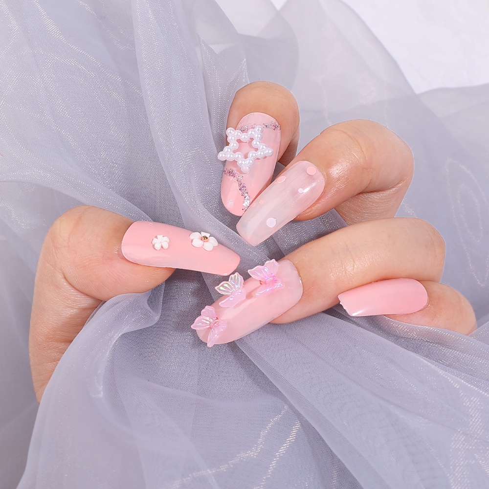 1 Hộp Phụ Kiện Trang Trí Móng Tay Nghệ Thuật 3D Hình Nơ Và Ngọc Trai