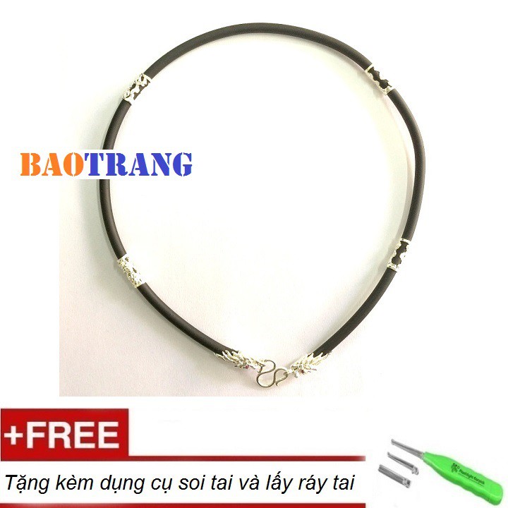 Dây chuyền bạc Bảo Trang da007 - Dây cao su kết hợp bạc 925 - Dài 48cm - Rộng 0.5cm - Bảo hành vĩnh viễn