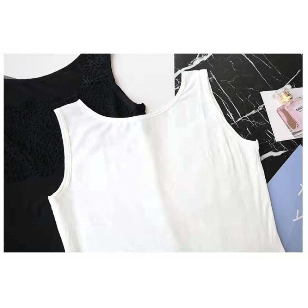 Áo Không Tay Màu Trơn Phối Ren plus size 100 Mèo Cho Nữ