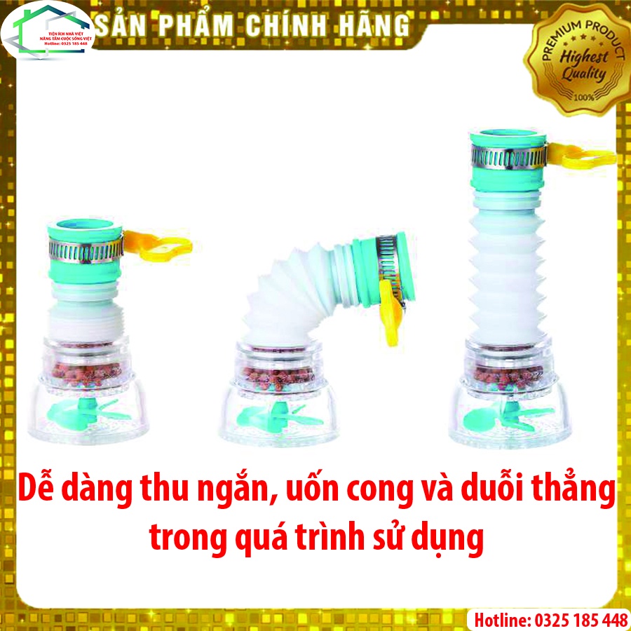 Vòi sen tăng áp đa năng tiện lợi, chống bắn nước gắn bồn rửa bát, xoay 360 độ với bộ lọc đá khoáng maifan