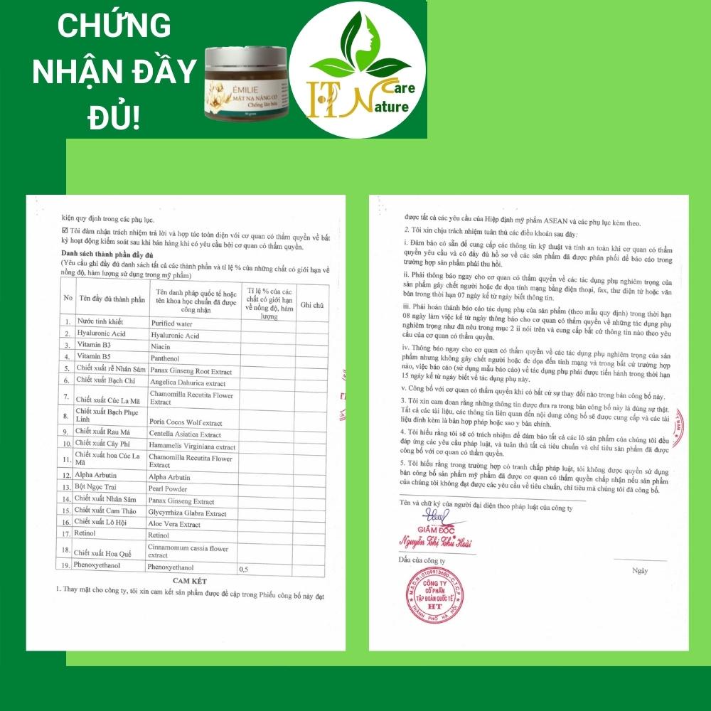 Mặt nạ nâng cơ Emilie 50g ch.ống lão h.óa tươi trẻ că.ng mịn da HT Nature Care