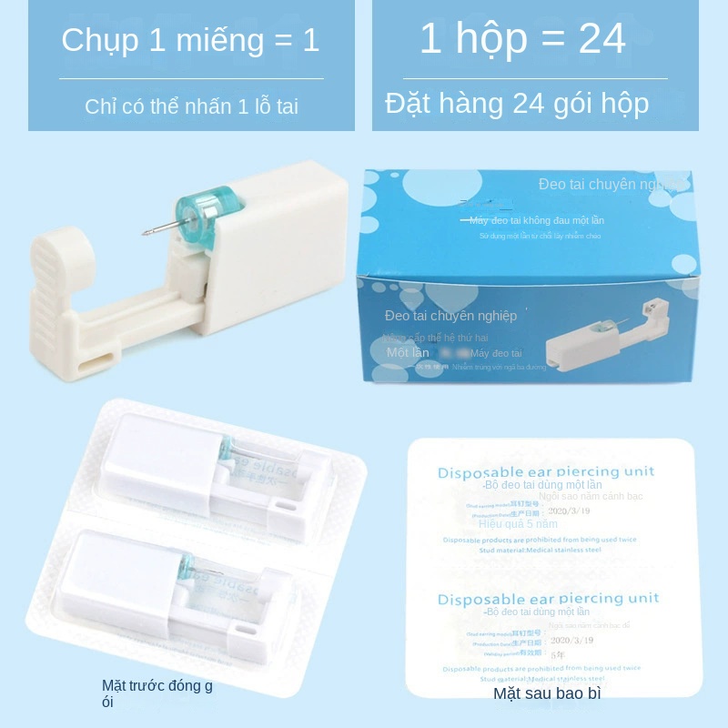 Mới Bộ Khuyên Xỏ Tai Tự Động Bằng Thép Không Gỉ Dùng Một Lần