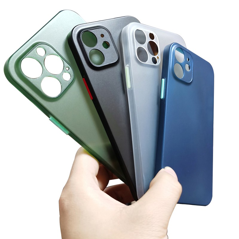 Ốp điện thoại trong suốt màu trơn nhám cho iPhone 12 11 Pro Xs Max 6 6S 7 8 Plus X XR