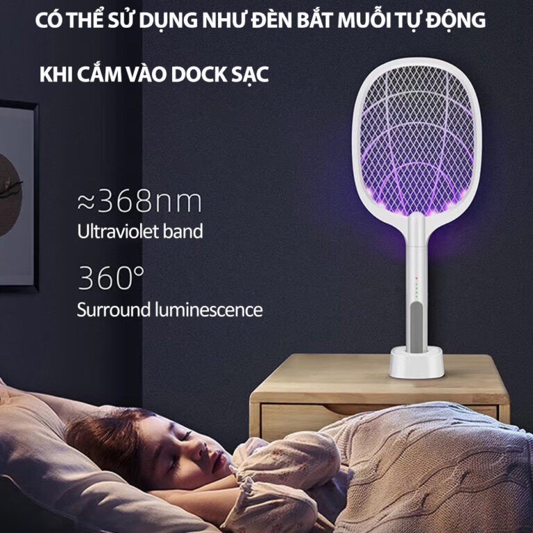 VỢT MUỖI THÔNG MINH TÍCH HỢP ĐÈN LED CÁO CẤP THU HÚT MUỖI HIỆU QUẢ TẶNG KÈM DÂY SẠC DP-834